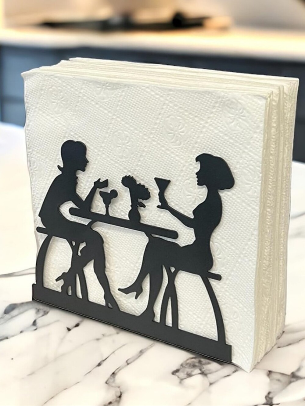 Napkin Holder Cocktails Outdoor Dining Ladies Lunching Black Steel
